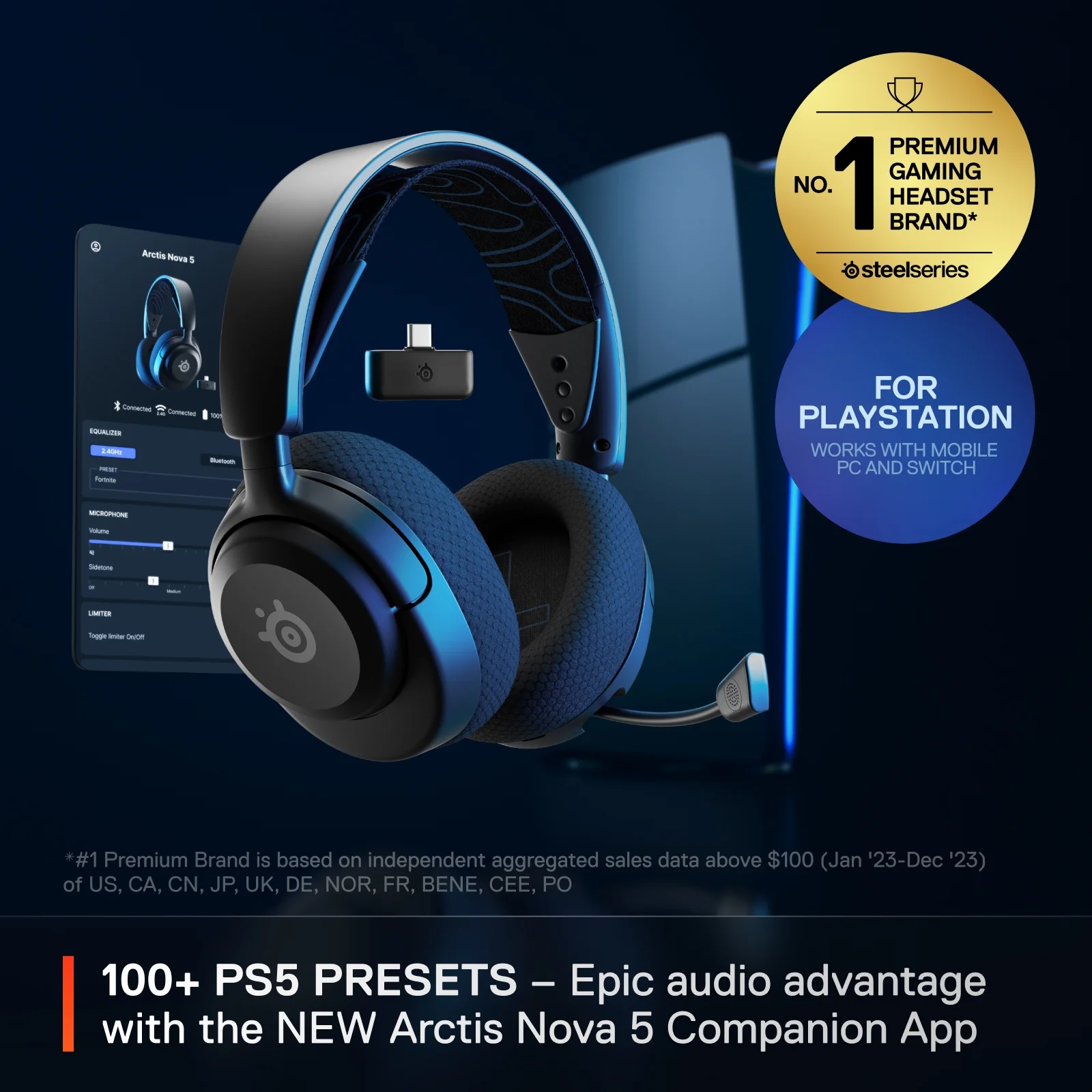 SteelSeries Arctis Nova 5P Wireless Gaming Headset — PS5, PS4, PC, Nintendo Switch, Mobile - Black